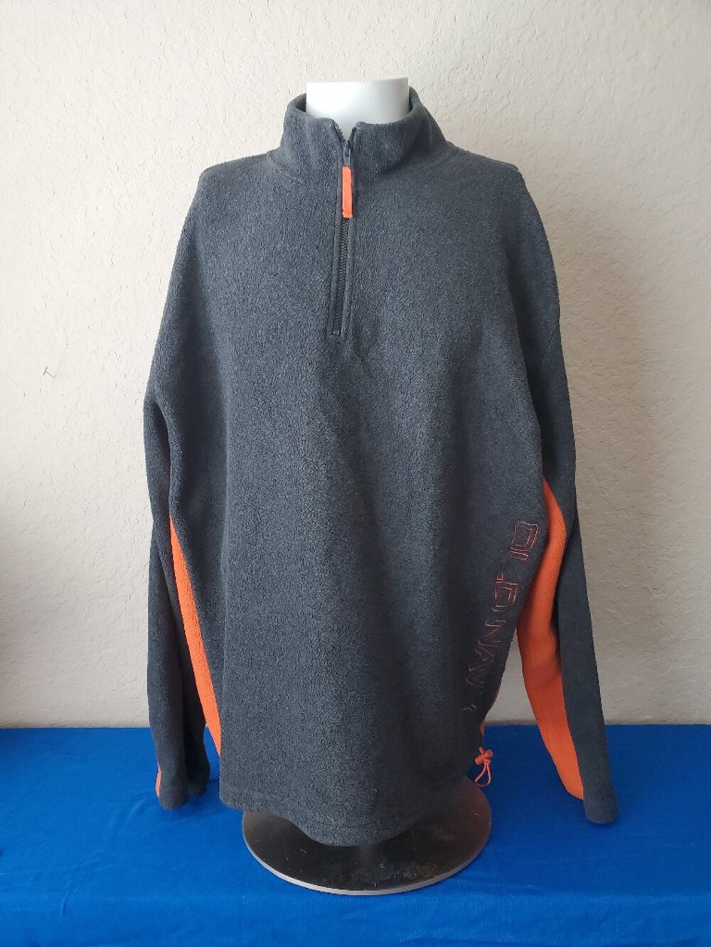 Vintage Y2K Old Navy Quarter Zip Fleece Pullover XXL Dark Gray Orange